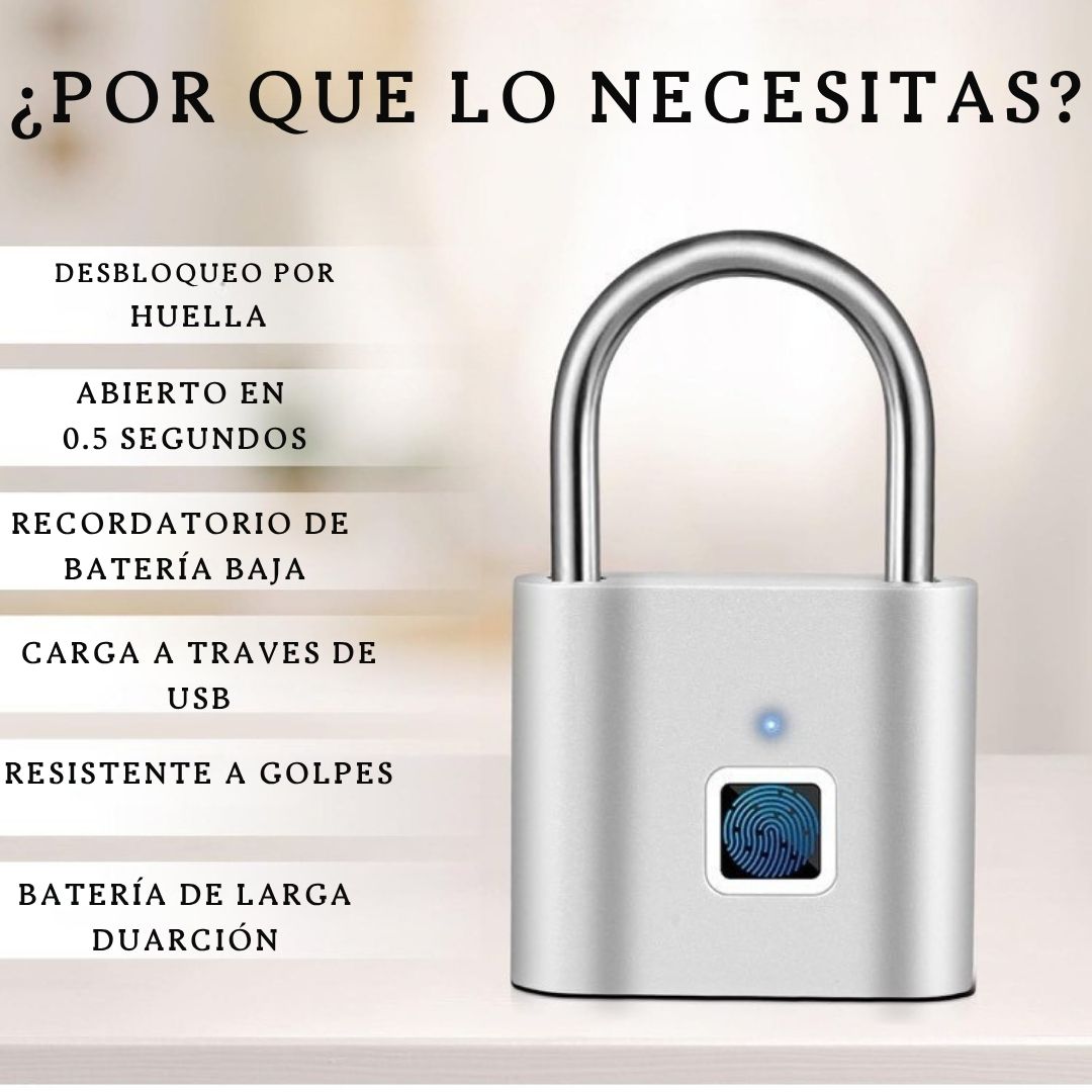 Candado Con Desbloqueo Por Huella Dactilar